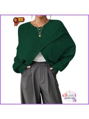 Asymmetrical Wrap Sweater Lightweight Pullover for Fall